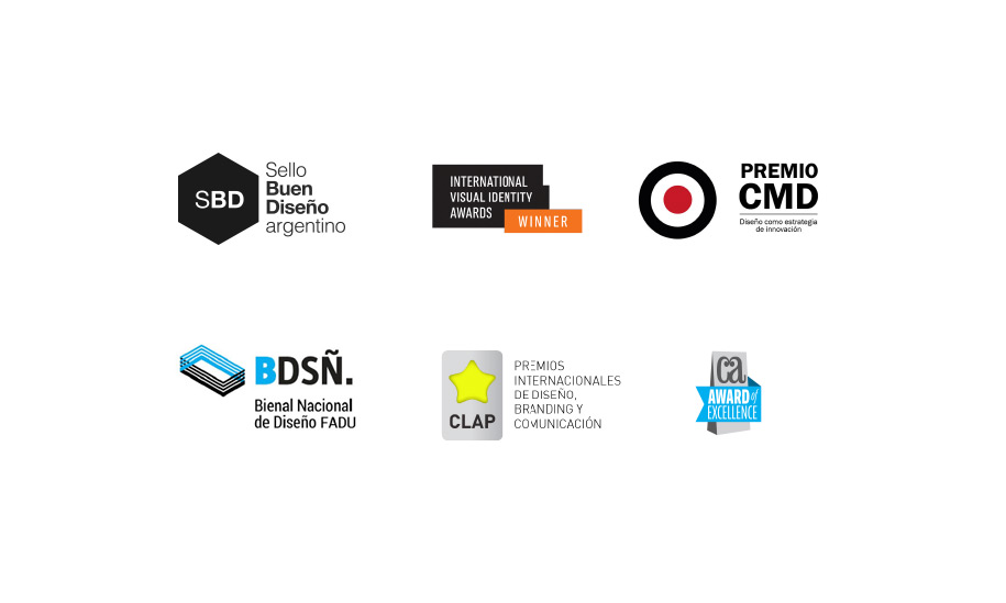 Premios y reconocimientos de Gorricho Diseño. Sello del Buen Diseño Argentino. International Visual Identity Awards. Bienal Nacional de Diseño FADU. CLAP. Communication Arts Award.