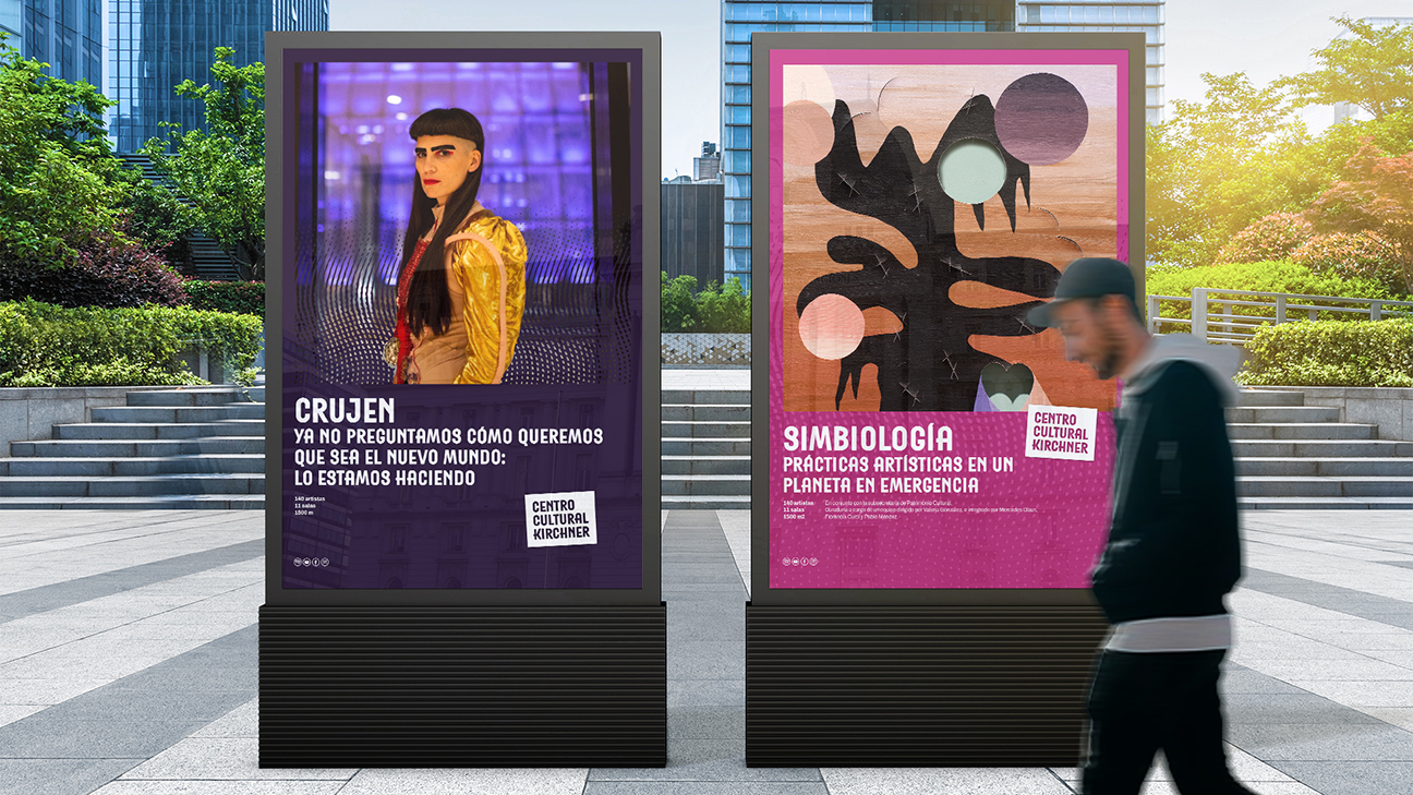 Diseño de identidad Centro Cultural Kirchner - maqueta carteles