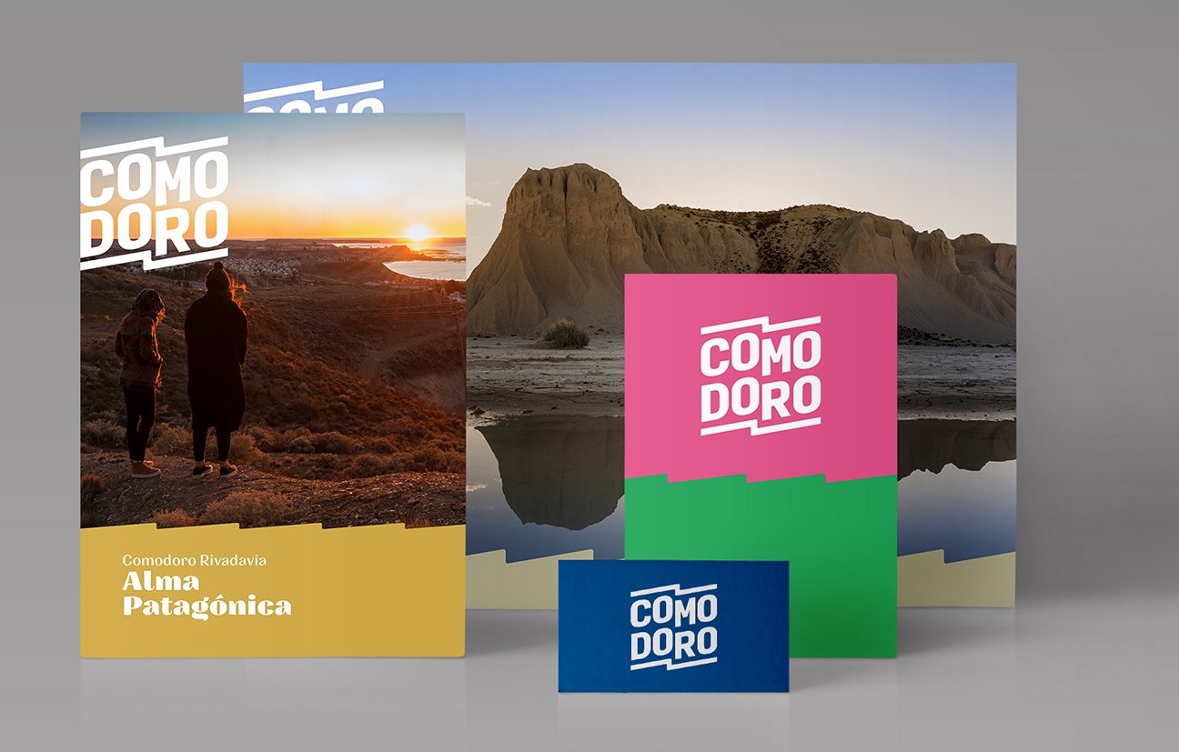 Diseño marca destino Comodoro Rivadavia - aplicaciones gráficas