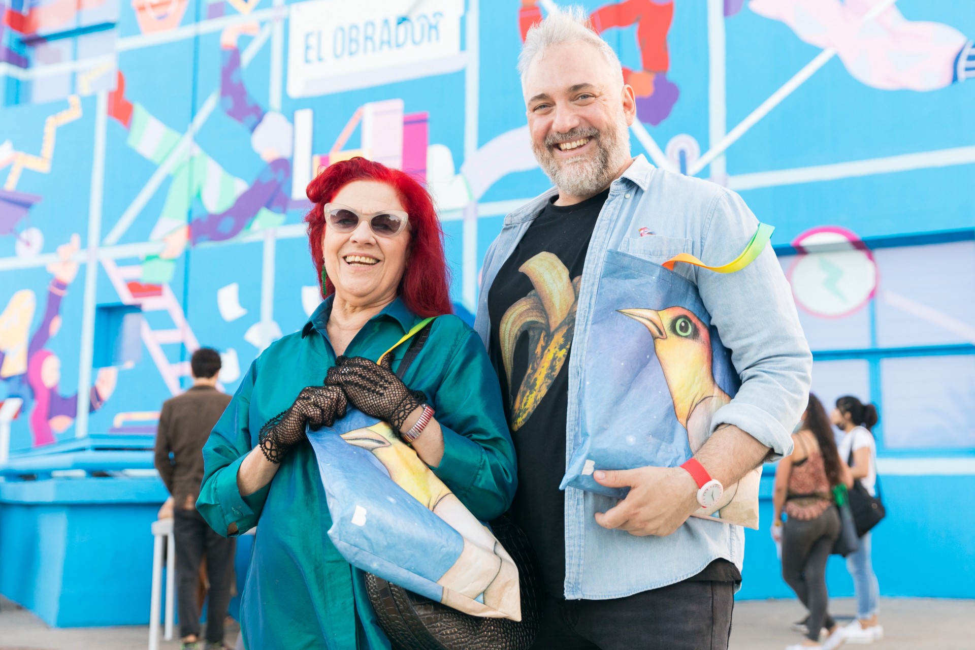 Renata Schussheim y Martín Gorricho en la presentación de la nueva identidad visual de La Bienal.
